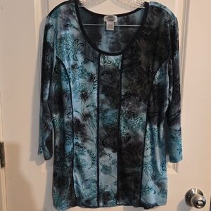 Chic Blue Patterned Blouse